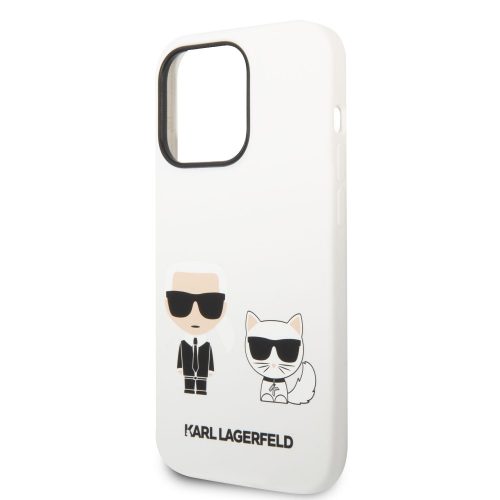 Karl Lagerfeld and Choupette Liquid Apple iPhone 14 Pro Max (6.7) hátlapvédő tok fehér (KLHCP14XSSKCW)