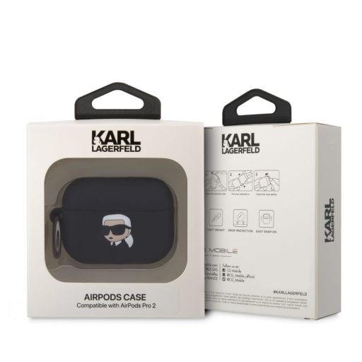 Karl Lagerfeld 3D Logo NFT Karl Head Apple Airpods Pro 2 szilikon tok fekete (KLAP2RUNIKK)