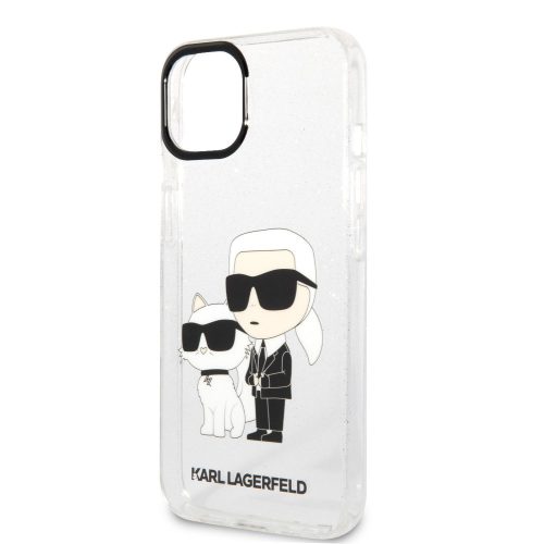 Karl Lagerfeld IML Glitter Karl and Choupette NFT Apple iPhone 13 (6.1) hátlapvédő tok átlátszó (KLHCP13MHNKCTGT)