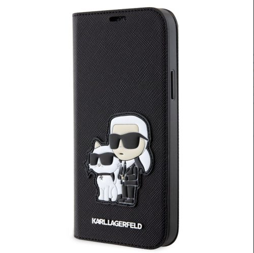 Karl Lagerfeld PU Saffiano Karl and Choupette NFT Apple iPhone 12 / 12 Pro 2020 (6.1) könyvtok fekete (KLBKP12MSANKCPK)