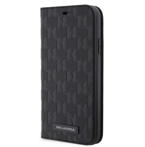 Karl Lagerfeld PU Saffiano Monogram Apple iPhone 12 / 12 Pro 2020 (6.1) könyvtok fekete (KLBKP12MSAKLHPK)