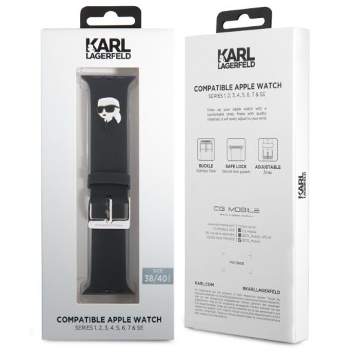 Karl Lagerfeld Karl Head NFT Apple Watch 38 /40 / 41 mm óraszíj fekete (KLAWMSLKNK)