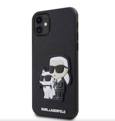 Karl Lagerfeld PU Saffiano Karl and Choupette Apple iPhone 12 Pro Max hátlapvédő tok fekete (KLHCP12LSANKCPK)