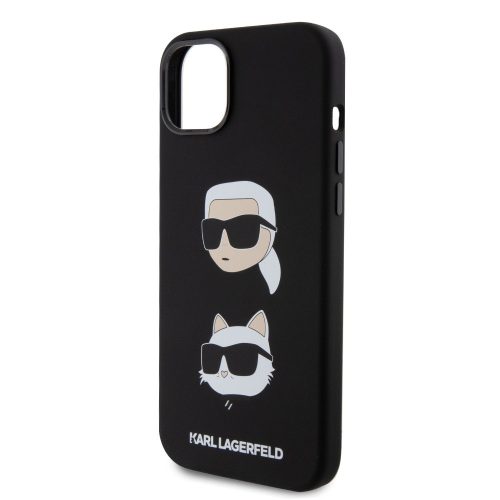 Karl Lagerfeld Liquid Silicone Karl and Choupette Heads Apple iPhone 15 Plus (6.7) hátlapvédő tok fekete (KLHCP15MSDHKCNK)