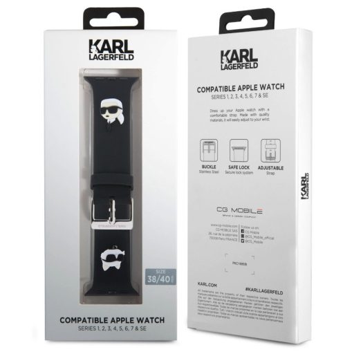 Karl Lagerfeld Karl and Choupette Head Apple Watch 38/40/41 mm óraszíj fekete (KLAWMSLKCNK)
