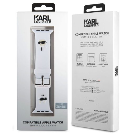 Karl Lagerfeld and Choupette Apple Watch 38/40/41 mm óraszíj fehér (KLAWMSLKCNH)