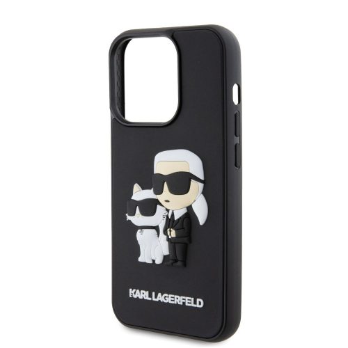 Karl Lagerfeld 3D Rubber Karl and Choupette Apple iPhone 13 Pro (6.1) hátlapvédő tok fekete (KLHCP14XSNCHBCK)