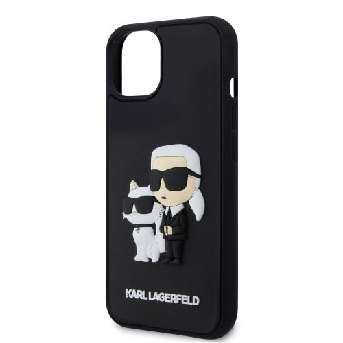 Karl Lagerfeld 3D Rubber Karl and Choupette Apple iPhone 15 (6.1) hátlapvédő tok fekete (KLHCP15S3DRKCNK)