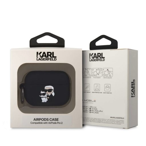 Karl Lagerfeld 3D Logo NFT Karl and Choupette Apple Airpods Pro 2 szilikon tok fekete (KLAP2RUNKC)