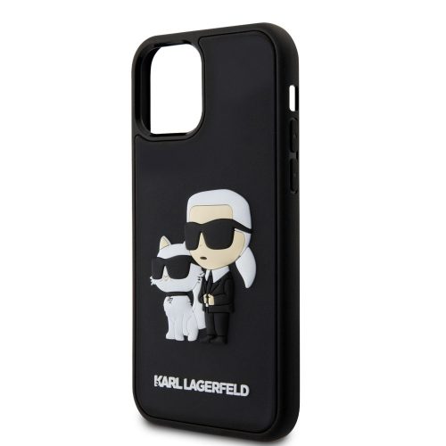 Karl Lagerfeld 3D Rubber Karl and Choupette Apple iPhone 12 / 12 Pro 2020 (6.1) hátlapvédő tok fekete (KLHCP12M3DRKCNK)