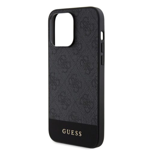 Guess Apple iPhone 15 Pro (6.1) PU 4G Stripe MagSafe hátlapvédő tok fekete (GUHMP15LG4GLGR)