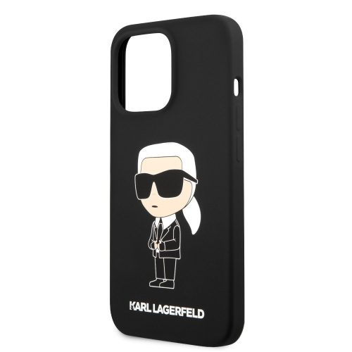 Karl Lagerfeld Liquid Silicone Ikonik NFT Apple iPhone 15 Pro (6.1) hátlapvédő tok fekete (KLHCP15LSNIKBCK)