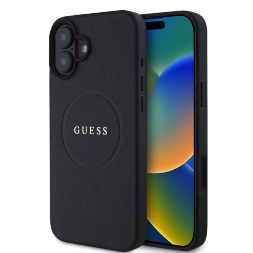 Guess PU Grained Classic Logo Apple iPhone 16 Pro (6.3) hátlapvédő tok fekete (GUHMP16LPGHSMMK)