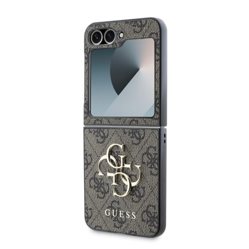 Guess PU 4G Metal Logo Samsung Galaxy Z Flip 6 / Z Flip 7 FE hátlapvédő tok barna (GUHCZF64GMGBR)