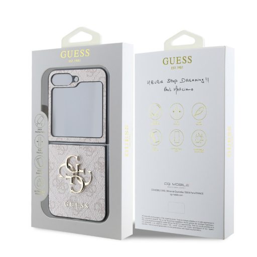 Guess PU 4G Metal Logo Samsung Galaxy Z Flip 6 / Z Flip 7 FE hátlapvédő tok pink (GUHCZF64GMGPI)