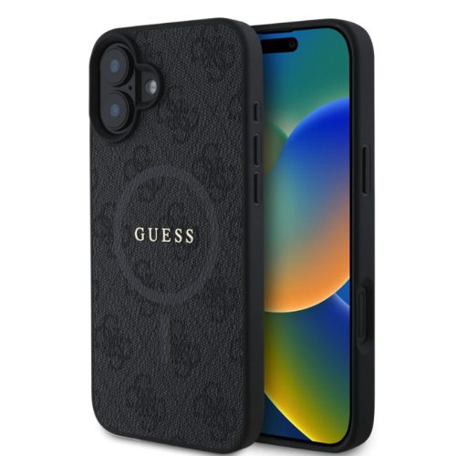 Guess PU Leather MagSafe Glitter Apple iPhone 16 Plus (6.7) hátlapvédő tok fekete (GUHMP16MG4GFRK)