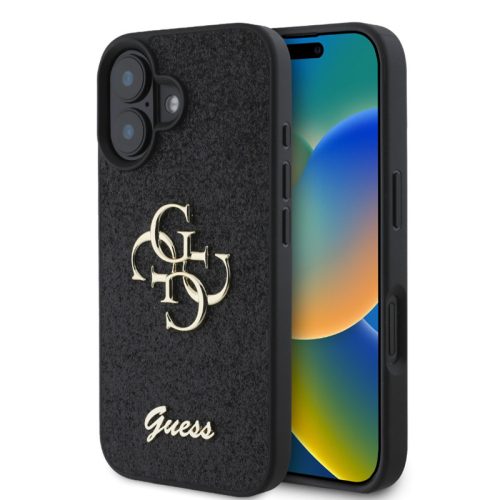 Guess PU Fixed Glitter Apple iPhone 16 Pro (6.3) hátlapvédő tok fekete (GUHCP16LHG4SGK)