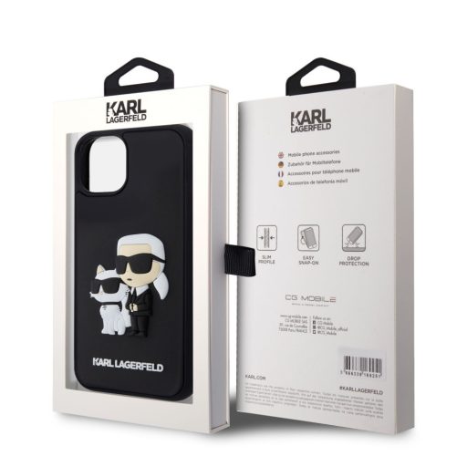 Karl Lagerfeld 3D Rubber Karl and Choupette Apple iPhone 16 Pro Max (6.9) hátlapvédő tok fekete (KLHCP16X3DRKCNK)