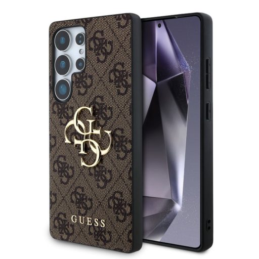Guess PU 4G Metal Logo Samsung S938 Galaxy S25 Ultra hátlapvédő tok barna (GUHCS25L4GMGBR)