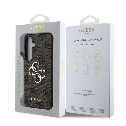 Guess PU 4G Metal Logo Samsung S931 Galaxy S25 hátlapvédő tok barna (GUHCS25S4GMGBR)