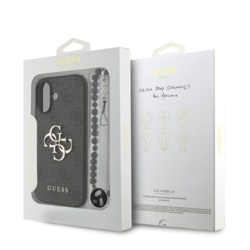 Guess PU Leather 4G Logo Strap Apple iPhone 17 (6.3) hátlapvédő tok fekete (GUHCP17SP4GMGSK)