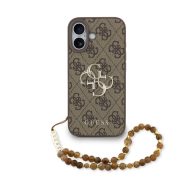   Guess PU Leather 4G Logo Strap Apple iPhone 17 (6.3) hátlapvédő tok barna (GUHCP17SP4GMGSW)