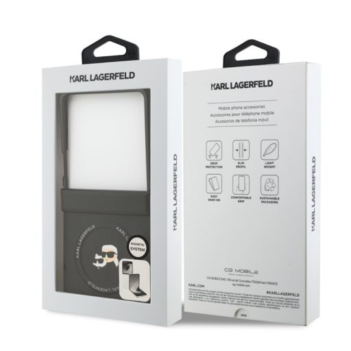 Karl Lagerfeld PU K&CH Heads MagSafe Samsung F766B Galaxy Z Flip 7 hátlapvédő tok fekete (KLHMZF7PSMLRKCK)