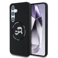   Karl Lagerfeld Liquid Silicone K&CH Heads Samsung S931 Galaxy S25 MagSafe hátlapvédő tok fekete (KLHMS25FESKCHTCK)