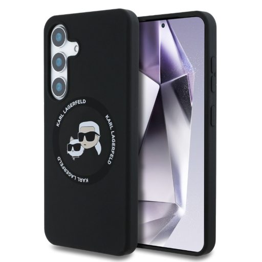 Karl Lagerfeld Liquid Silicone K&CH Heads Samsung S931 Galaxy S25 MagSafe hátlapvédő tok fekete (KLHMS25FESKCHTCK)