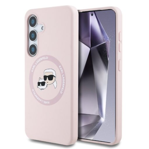 Karl Lagerfeld Liquid Silicone K&CH Heads Samsung S731B Galaxy S25 FE MagSafe hátlapvédő tok pink (KLHMS25SSKCHTCP)