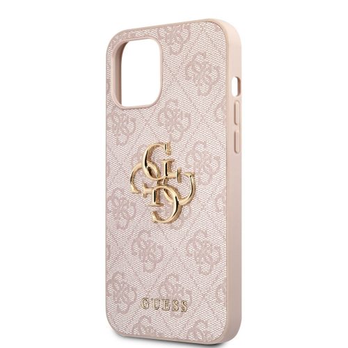 Guess Apple iPhone 12 Pro Max 2020 (6.7) PU 4G Metal Logo hátlapvédő tok pink (GUHCP12L4GMGPI)