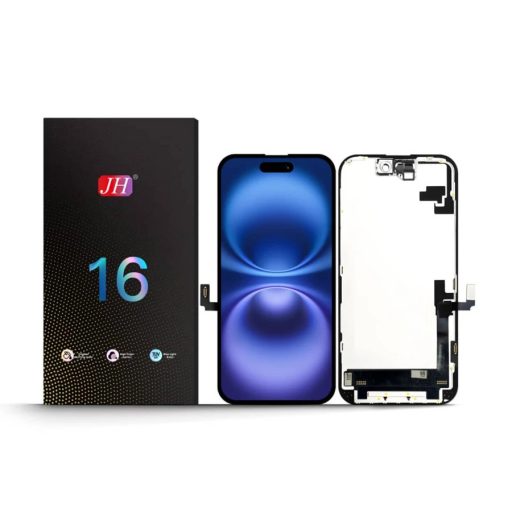 JH Apple iPhone 16 (6.1) fekete LCD kijelző érintővel (FHD, removable IC)
