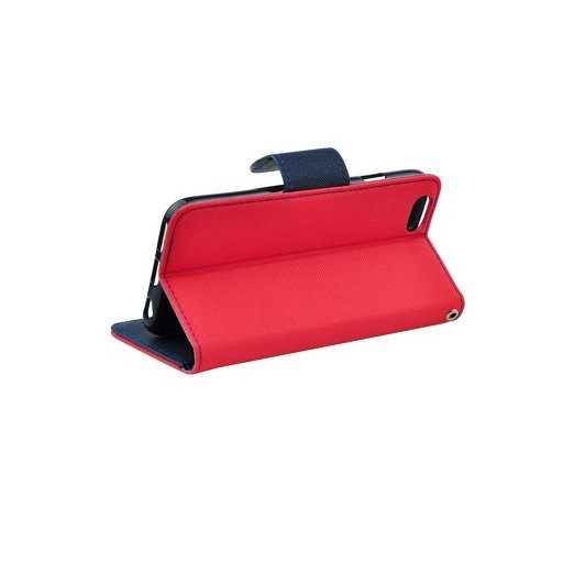 Fancy Apple iPhone XS Max (6.5) oldalra nyíló mágneses könyv tok szilikon belsővel piros - kék