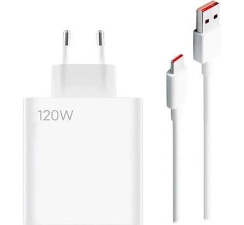 Xiaomi MDY-13-EE gyári hálózati fehér gyors (Turbo) töltőfej 6A 120W USB - Type-C gyorstöltő adatkábellel 1m 6A