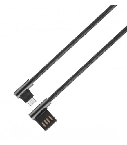 Astrum UM350 1,2M kétoldalas USB - kétoldalas microUSB strapabíró high speed 90˚-os adatkábel fekete