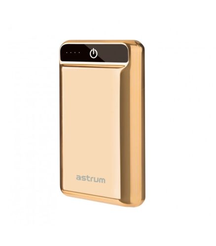 Astrum PB201 HD mini külső akkumulátor 10000mAh 2X USB, 2X smart IC, 2A input, 2,4A output, LI-polymer akkucellákkal arany 12W