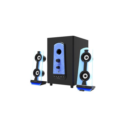 Astrum SM070 2.1 multimédia hangfal szett színes LED világítással, 3,5MM Jack/USB, Bluetooth, USB lejátszás, 30W