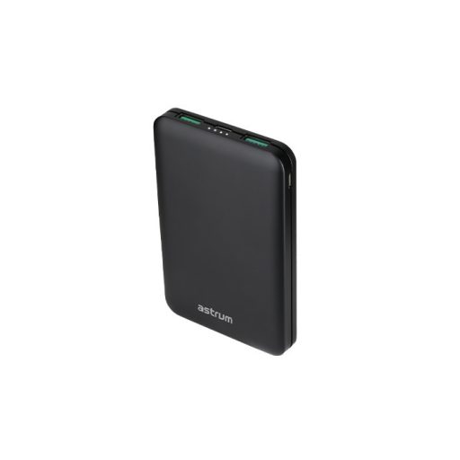 Astrum PB440 10000mAh fekete fémházas gyorstöltő PD power bank 22,5W, 2X QC 3.0 USB-A, 1XUSB-C, li-polymer cellákkal, LED indikátorral