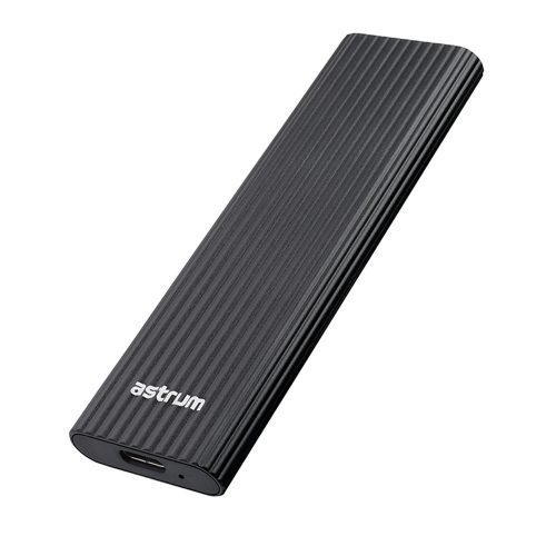 Astrum EN100 fekete slim alumínium merevlemez (M2 SSD) ház USB3.0 Type-C csatlakozóval