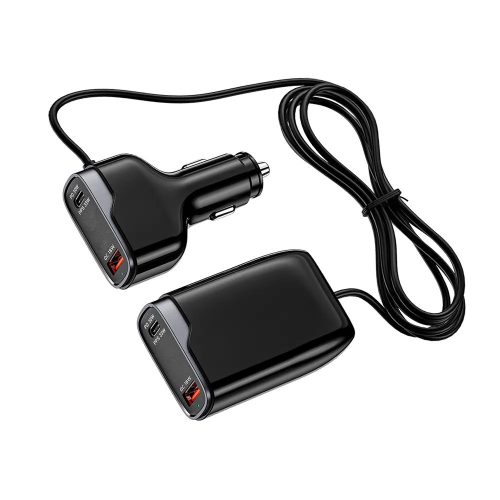 Astrum PRO GO PD100 autós szivar gyorstöltő 2X USB (18W), 2X Type-C (33W) csatlakozóval fekete