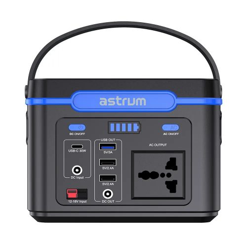 Astrum PS100 24000mAh fekete töltőállomás USB, Type-C, DC, AC220 csatlakozási lehetőségekkel li-polymer cellákkal