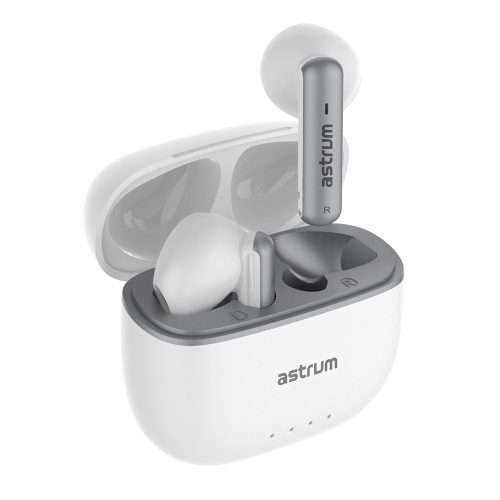 Astrum ET340 BT V5.1 sztereo TWS headset zajszűrős mikrofonnal, USB-C töltőtokkal, fehér