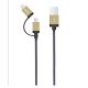 Astrum Apple USB - Lightning (8Pin) iPhone 1,2M fémhálós strapabíró adatkábel micro usb átalakítóval MFI engedéllyel arany