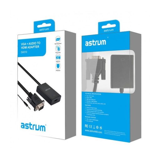 Astrum DA510 VGA + Audio - HDMI adapter fekete (aktív)