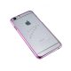 Astrum MC150 keretes átlátszó, középen Swarovski köves Apple iPhone 6/6S tok pink