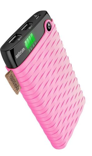 Astrum pink tűzálló power bank LED kijelzővel 10000mAh PB100M2A PN 10W