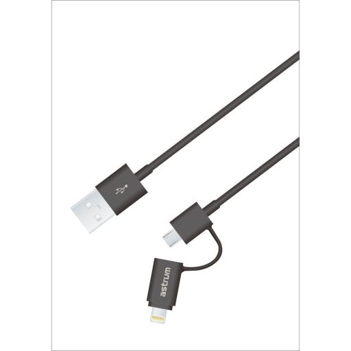 Astrum Apple USB - Lightning (8Pin) iPhone 1,2M adatkábel micro usb átalakítóval MFI engedéllyel CB-U2CAL-12