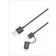 Astrum Apple USB - Lightning (8Pin) iPhone 1,2M adatkábel micro usb átalakítóval MFI engedéllyel CB-U2CAL-12