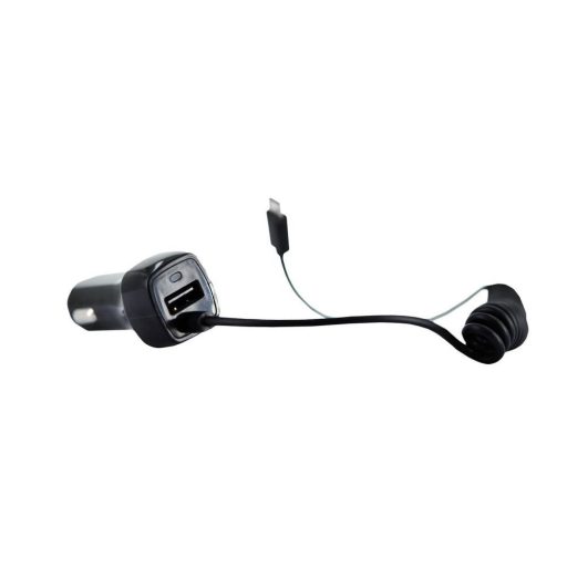 Astrum CC240 micro USB autós szivar töltő 1,5M spirál kábellel + USB csatlakozóval 2,4A fekete 12W
