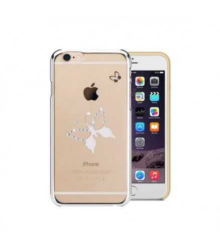 Astrum MC290 keretes pillangó mintás, Swarovski köves Apple iPhone 6/6S hátlapvédő ezüst